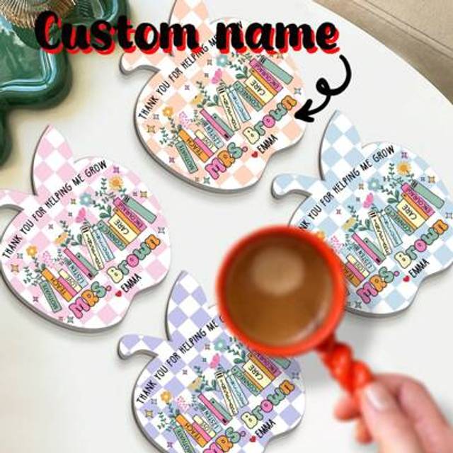 SHEIN Personalized Thank You Teacher Gift, Custom Apple Teacher Coaster Appreciation Teacher Gift From Student End Of Year School Gift For Teacher. Whether