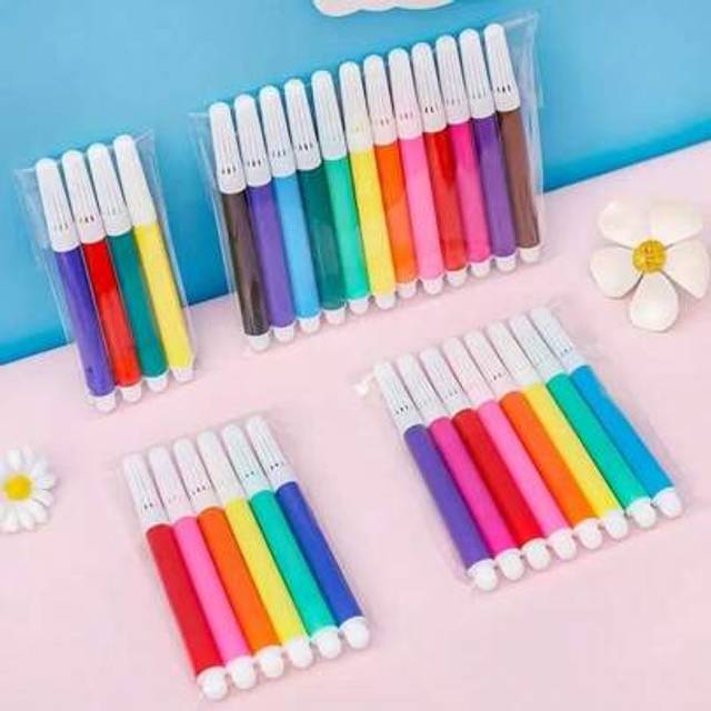 SHEIN 60/120 Pieces Vibrant Color Washable Plastic Tip Watercolor Marker Pen Set - Smooth Flowing Ink, Suitable For Painting, Coloring And Calligraphy, Mult