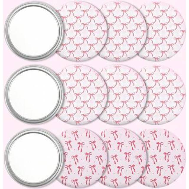 SHEIN 1/5pcs Pink Bow Compact Mirror Bulk For Purse Small Pocket Portable Makeup Travel Mirror Aesthetic Preppy Gift For Women Bridal Shower Party Bachelore