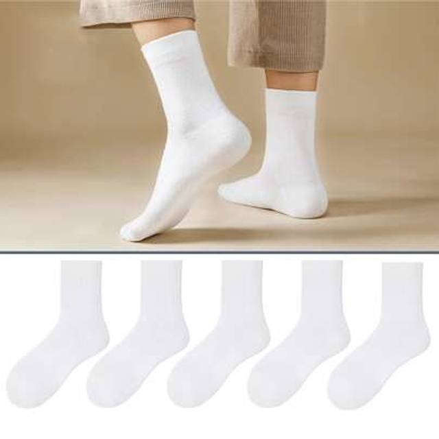SHEIN 5pairs/pack Mesh Breathable Mid-calf Socks For Men, Thin Summer Sweat Absorption, Spring Fall Weather