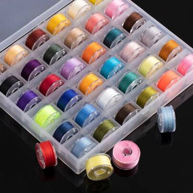 SHEIN 36pcs Bobbin Threads With Box, Various Colors, Fine And Strong 402 Sewing Thread For Household Sewing Machine And Hand Sewing