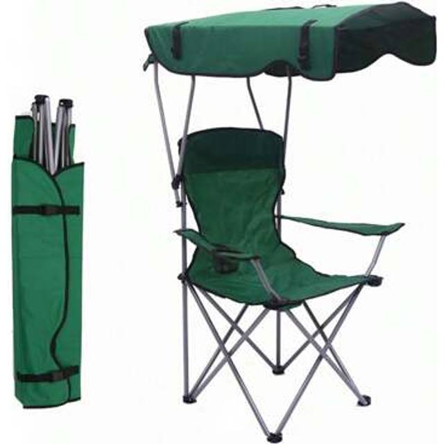 SHEIN Folding Beach Chair With Shade Canopy And Carry Bag, Outdoor Sun Protection Portable Chair, Garden Seaside Fishing Camping Chairs