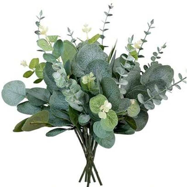 SHEIN 15/30pcs 3 Kinds Mixed Artificial Eucalyptus Leaves Stems Bulk Fake Silver Dollar Eucalyptus Greenery Decoration Faux Eucalyptus Plant Branches For We