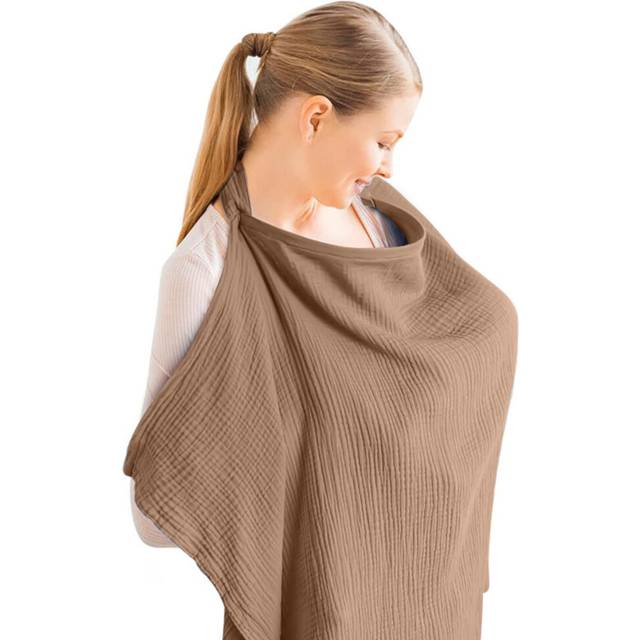 Aolso Breastfeeding Cover Nursing Cover, Muslin Cotton Soft Breathable Nursing Cover, Adjustable Strap Breast Feeding Coverall for Car Seat Blanket