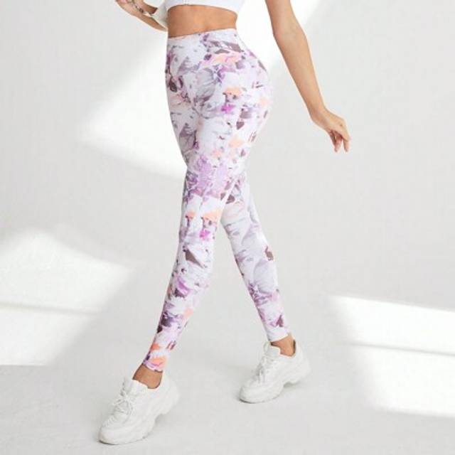 SHEIN Women&#39;S Full Printed Side Pocket Sports Leggings With Phone Pouch
