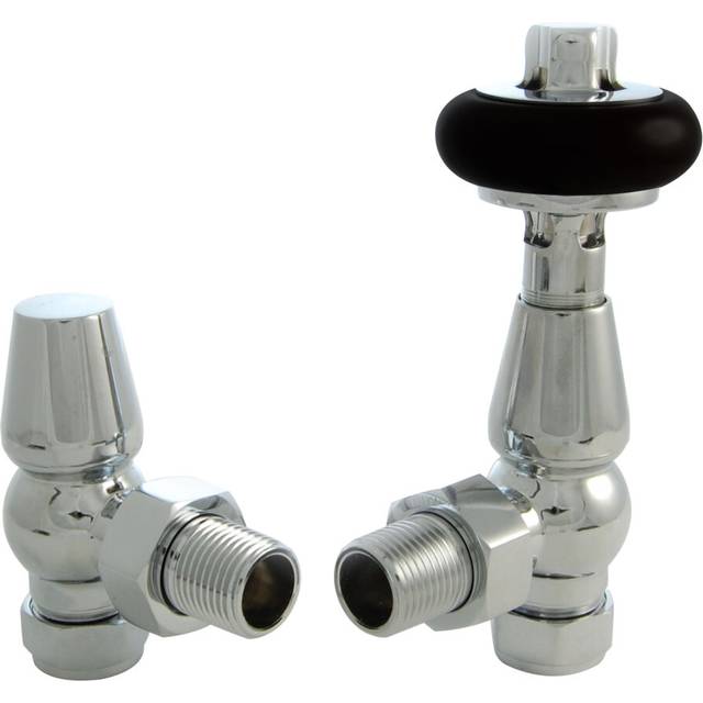 (Chrome) Warmehaus Chelsea Traditional Angled TRV Thermostatic Radiator Valves