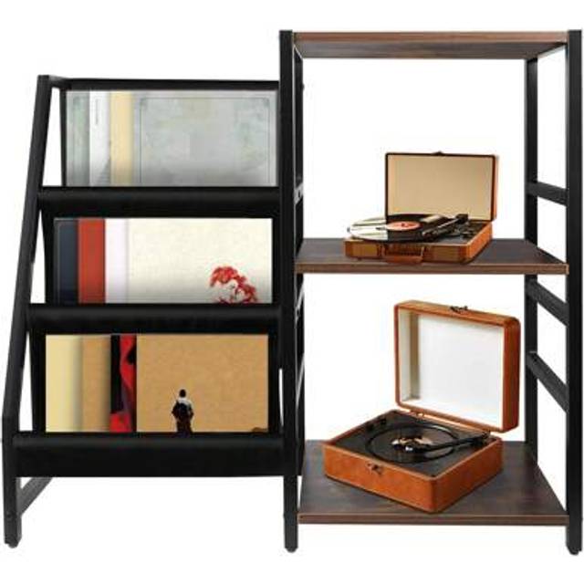 SHEIN Record Player Stand With 3-Tier Vinyl Record Storage, Holds Up To 200 Albums, Turntable Stand With Vinyl Holder, Record Storage Cabinet, Vinyl Stands