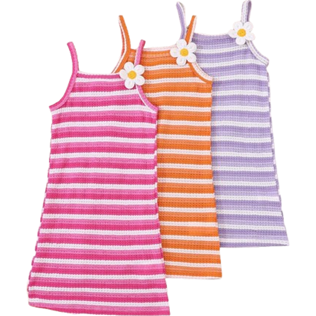 SHEIN Girls Casual Ombre Striped Open Shoulder Floral Dress, Cute Sleeveless Sundress For Party, Leisure, Holiday And Daily Wear, Summer&#39;