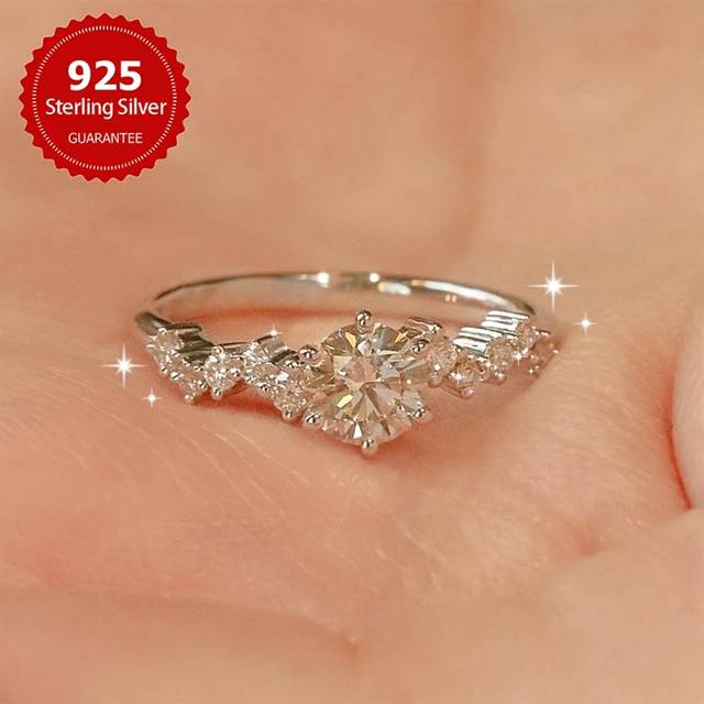 TEMU 1 Carat Moissanite Solitaire Engagement Ring, 925 Sterling Silver, Elegant And Luxurious Jewelry, Anniversary, Or Wedding Gift