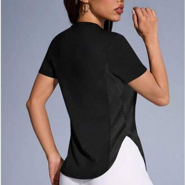 SHEIN Women&#39;s Simple Patchwork Side Sports & Yoga Short Sleeve T-Shirt