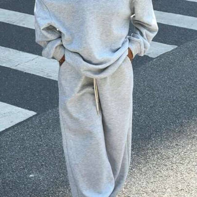 SHEIN 1 Set Plus Size One Shoulder Loose Fleece Hoodie & Sweatpants, Suitable For Autumn & Winter