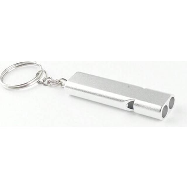 SHEIN 1pc Multi Tool Dual-Tube Survival Whistle Keychains Portable Aluminum Alloy Whistle Bag Pendant Key Chains For Outdoor Hiking Camping Survival Emergen