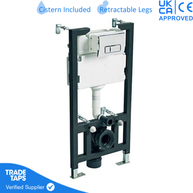 Wc Toilet Frame Universal Wall Hung Concealed Cistern Chrome Button Dual Flush