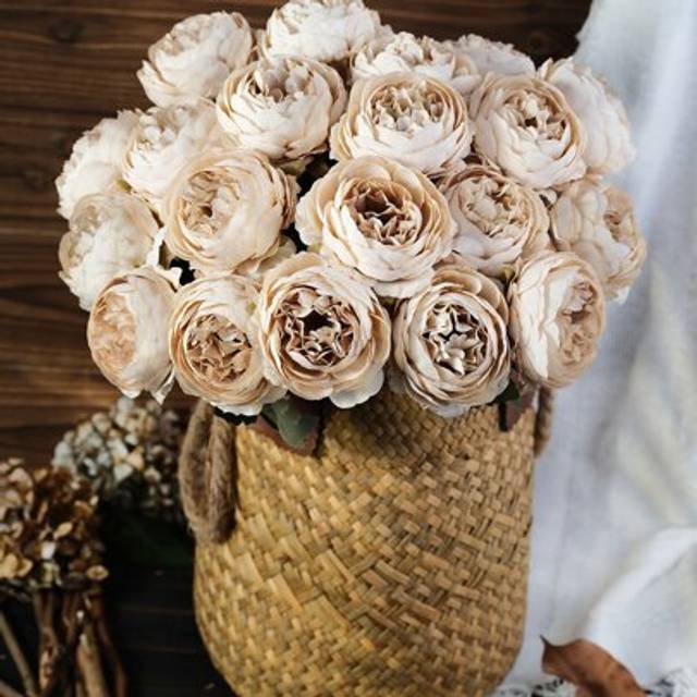 SHEIN 2pcs Artificial Peony Flower Heads Red Faux Flower Silk Artificial Flower Heads Simulated Penoy For Wedding Party Decoration, Cake Decoration And Home