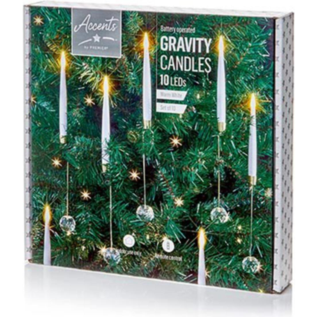 Premier 31cm 10 Piece Indoor Christmas Candle Set with Remote Control In Warm White
