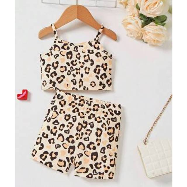 SHEIN Baby Girl Leopard Print Camisole And Shorts Set