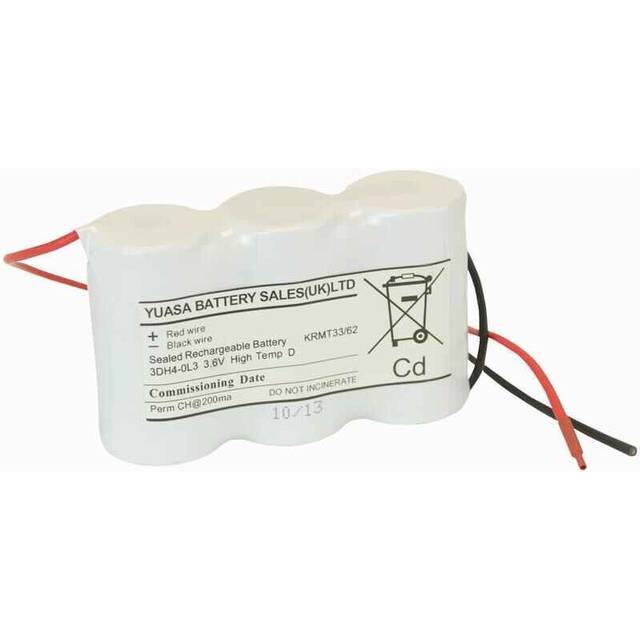 Yuasa 3.6v 4ah Ni-cd Emergency Lighting 3x D Battery Pack Flying Leads Side-side