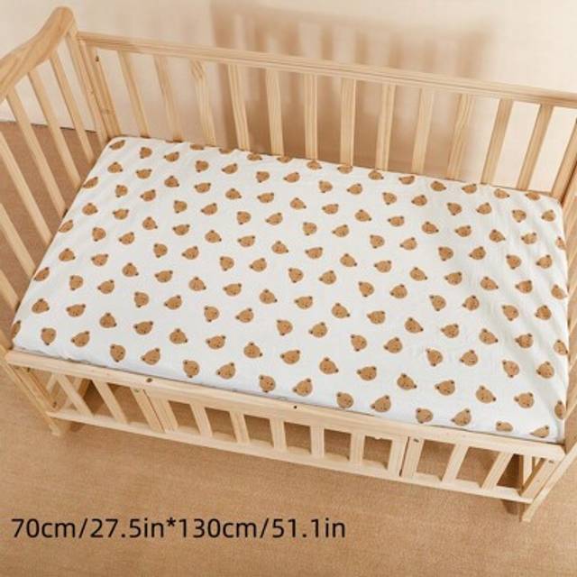 SHEIN 1pc Baby Crib Fitted Sheet, Breathable Soft Muslin Crib Bedding For Boys, Girls, Neutral, Suitable For Standard Baby Crib Or Mini Crib Mattress