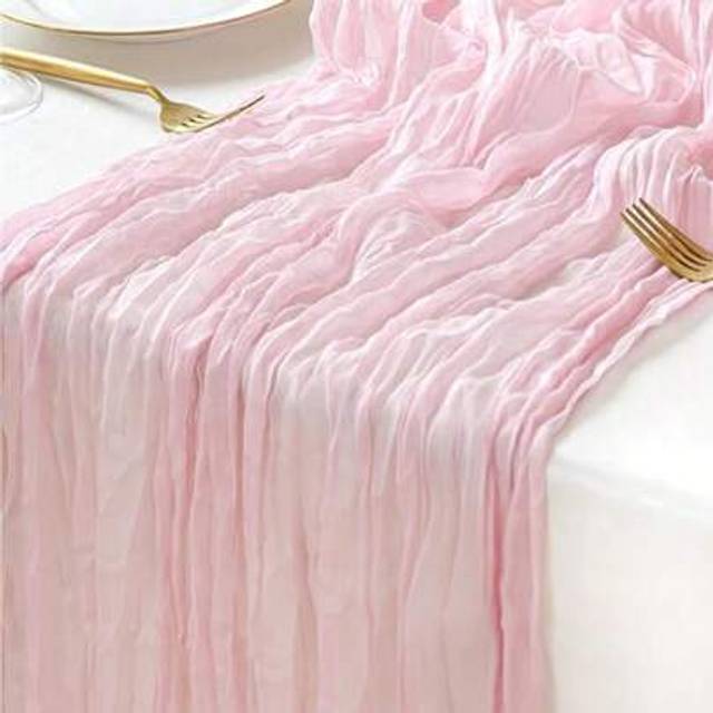 SHEIN 1/3/6pcs Pink Spring Easter Cheesecloth Table Runner Light Blue Boho Rustic Gauze Cheese Cloth Runner For Wedding Party Baby Shower Birthday Home Deco