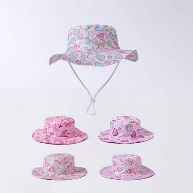 SHEIN 1pc Kids Adjustable Bowknot Bucket Hat, Outdoor Sun Protection Cap For Baby Boys Girls Infants