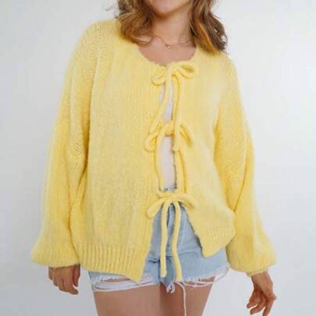 SHEIN Women Knit Cardigan, Elegant Long Sleeve Tie-Up Solid Fall Casual Jacket Sweater