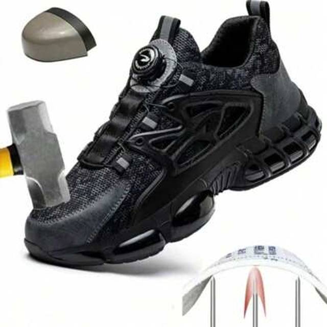 SHEIN Unisex Steel Toe Work Shoes, Comfortable Lightweight Anti-Collision Safety Shoes, Anti-Smash Anti-Puncture Breathable Sports Work Shoes, Outdoor Hikin