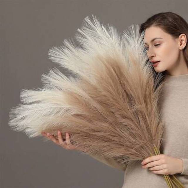 SHEIN 100/50/30/20/10/3/1 Faux Pampas Grass, Pompas, Pampas Grass, Pampas Grass For Floor Vase, Pampas Grass Decor For Vase Fillers, Boho Rustic Farmhouse H