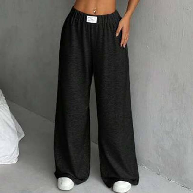 SHEIN Women Casual Wide-Leg Sweatpants With Patch Graduation,Back To School Outfits,Graduation,Teacher Outfits For Women,Back To School