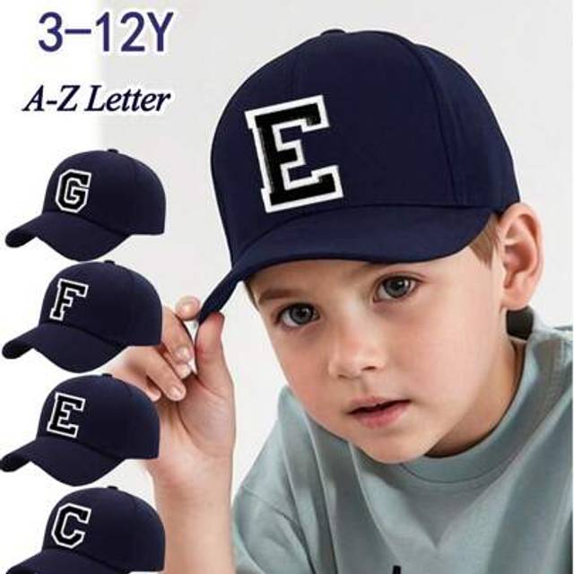 SHEIN 1 PC Kids 26 Alphabet Personalized Name Print Sun Hat Baseball Caps Girls Boys Snapback Hat Adjustment Outdoor Casual Sun Hats