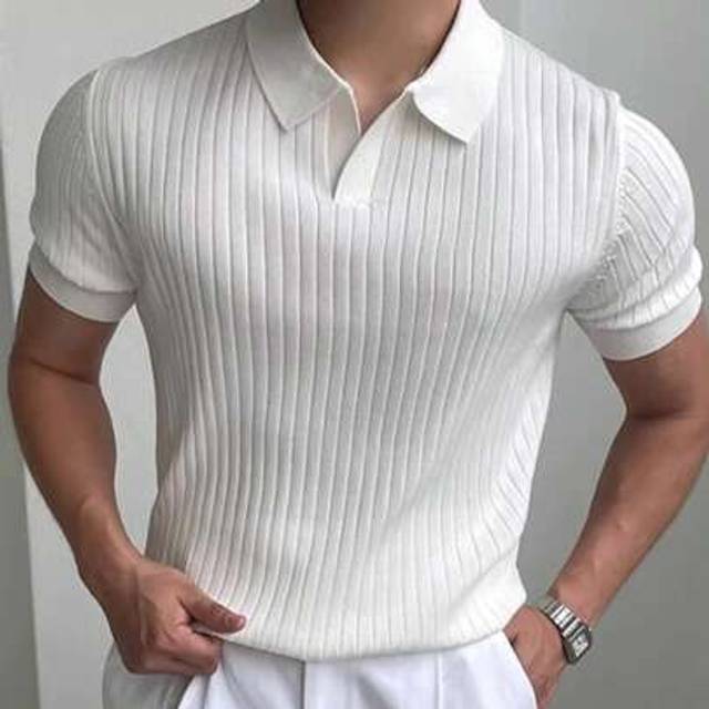 SHEIN Men&#39;s Summer Ribbed Knit Short Sleeve T-Shirt