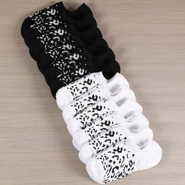 SHEIN 12 Pairs Leopard Print Anti-Slip & Sweat-Absorbent Casual Invisible Socks For Women