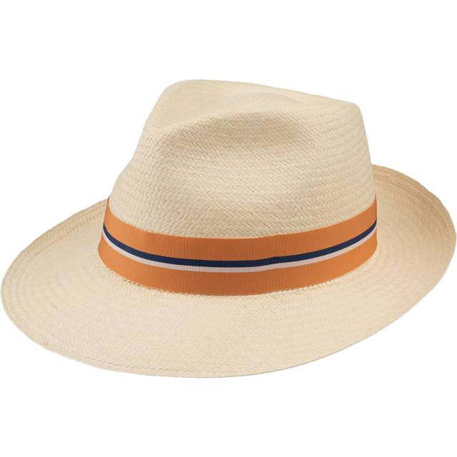 Christy Headband Trilby Panama Hat, Ivory/Orange