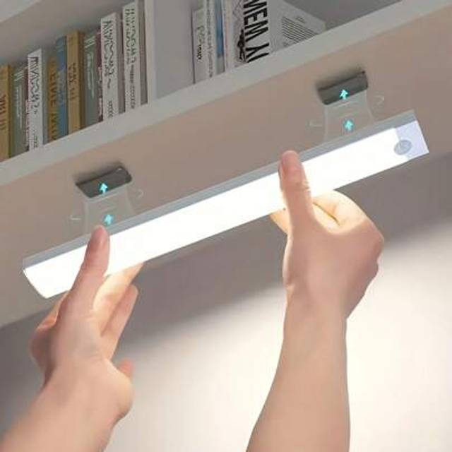 SHEIN 1pc LED Wireless Motion Sensor Cabinet Light, Magnetic USB Rechargeable Night Light (10/20/30/50cm) For Lighting In Kitchen, Bedroom, Cabinet, Wardrob