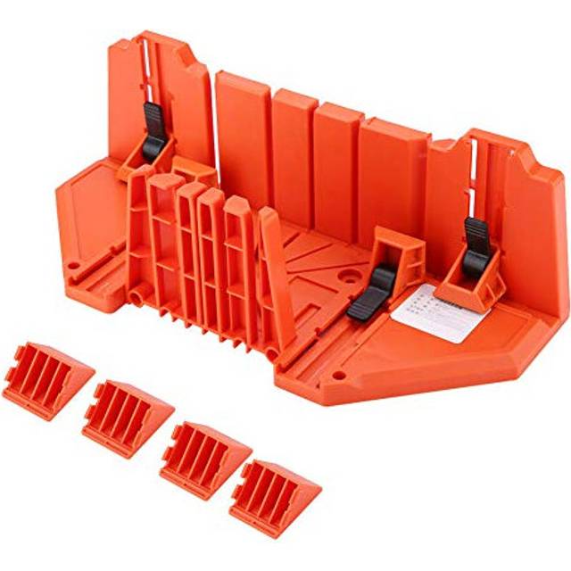 Mitre Box and Saw, Universal Plastic 14in Mitre Saw Box for Pruning Saw Wood Cutting Hand Saw Hardware Tool, 4 Angle Firm Compact Clamp Mitre Box with