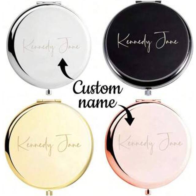SHEIN 1pc Custom Name Compact Pocket Makeup Folding Mirror Graduation Gift Sister Friends Bridesmaid Party Gift Birthday Gift Gift, Waterproof, Compact Exqu
