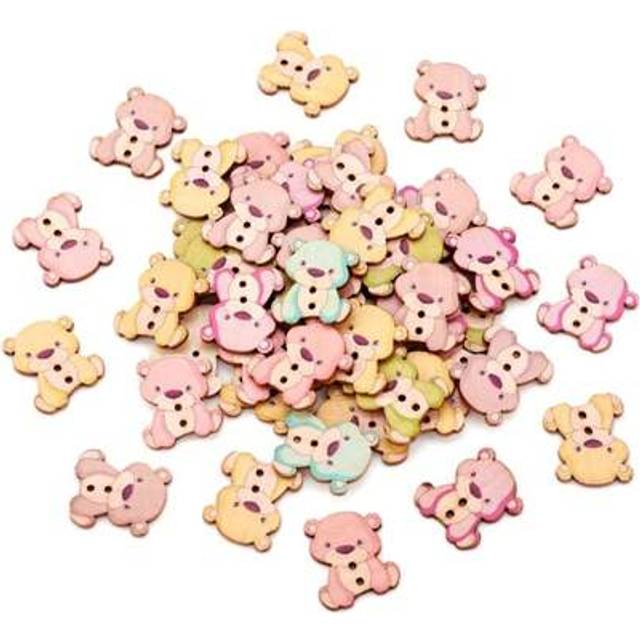 SHEIN 30Pcs/Set Mix Color Wooden Buttons Cartoon Animal Buttons Bear Buttons Buttons For Clothing Sewing Buttons Sewing & Knitting Supplies DIY Buttons For