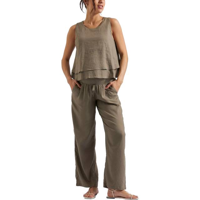 Ripe Indi Wide Leg Linen Rich Maternity Trousers, Olive