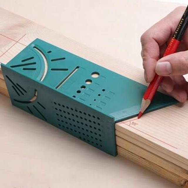 SHEIN 1 Pc Multifunctional 3D Woodworking Positioning Ruler With Curved Corners - ABS Resin Construction