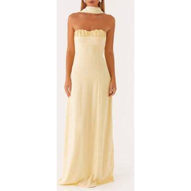 SHEIN Women Long Tube Top Dress Slim Flower/Solid Off Shoulder Sleeveless A-Line Dress With Scarf