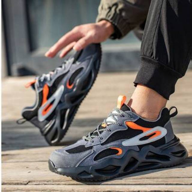 SHEIN Men&#39;s Lightweight And Breathable Steel Toe Safety Work Shoes With Anti-Smash, Non-Slip,Puncture-Proof Design, Suitable For Construction