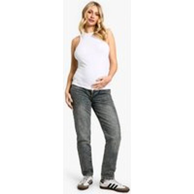 Womens Maternity Basic High Waisted Mom Jeans - Blue - 8