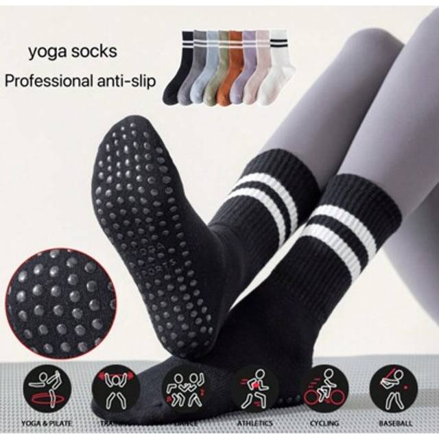 SHEIN Sports Outdoor Pilates Socks Professional Non-Slip Socks Medium Tube Yoga Socks Anti-Slip Sports Solid Color Floor Socks Yoga Socks