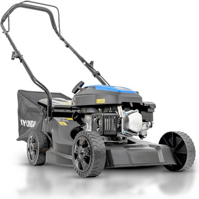 Hyundai 16’’ / 39cm Black Edition Hand Push Petrol Lawnmower, 131cc, 35L Grass Collect and Rear Discharge | HYM16130P