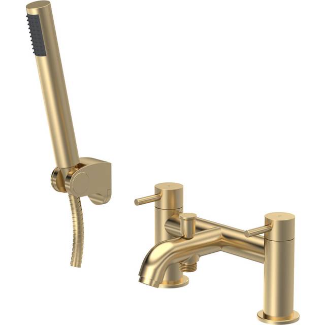 Round Bath Shower Mixer Tap with Shower Kit - Brushed Brass - Balterley