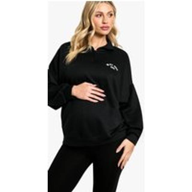 Womens Maternity In My Mom Era Slogan Half Zip Jumper - Black - 8, Black