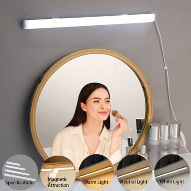 SHEIN 1pc White LED Light Strip With Switch, Makeup Mirror Light, Vanity Light, Mirror Light, Cabinet Light, Stairwell Corridor Light, USB Light, Study Ligh