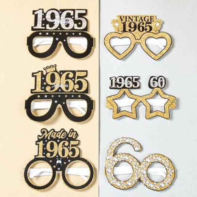 SHEIN 6Pcs Black Golden Birthday Paper Glasses,2025 Limited ,Birthday Element Design Glasses,Happy Birthday Paper Glasses,70th Birthday Party Decor,Birthday
