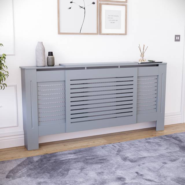 (Adjustable) Milton Radiator Cover Cabinet Vents Dark Grey