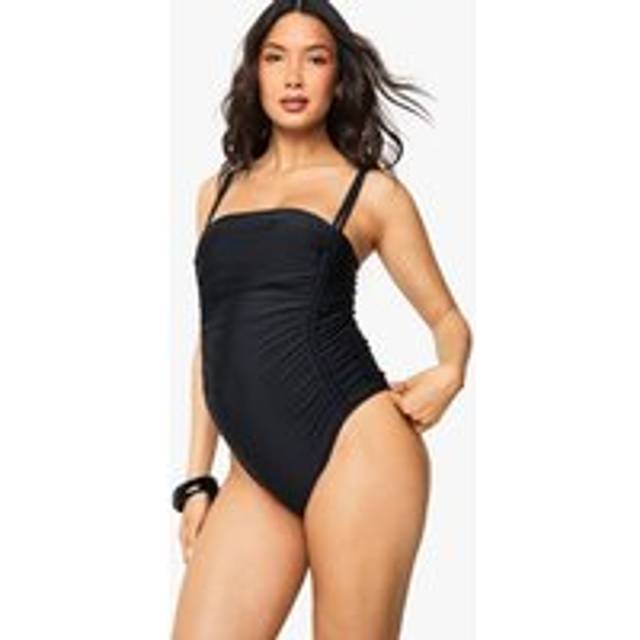 Womens Maternity Tummy Control Ruched Side Swimsuit - Black - 16