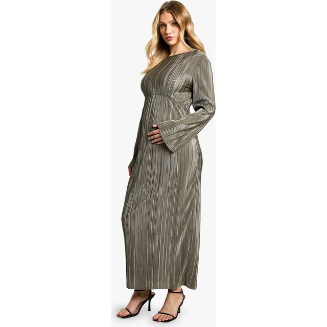 Womens Maternity Plisse Batwing Midaxi Dress - Green - 16